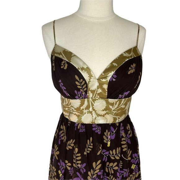 OC Silk Party Cocktail Dress Size 10 Brown Purple Gold Sleeveless - Picture 3 of 10